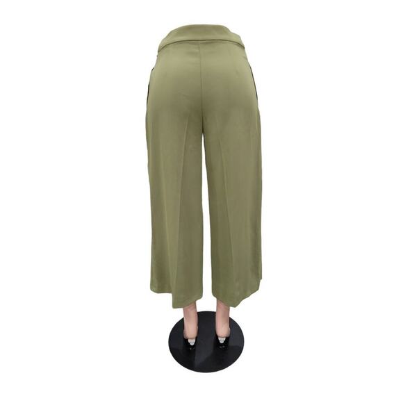 Topshop Women's Rita Wide Leg Cropped Pleated Trouser Dress Pants Size 4 Green - Picture 8 of 14